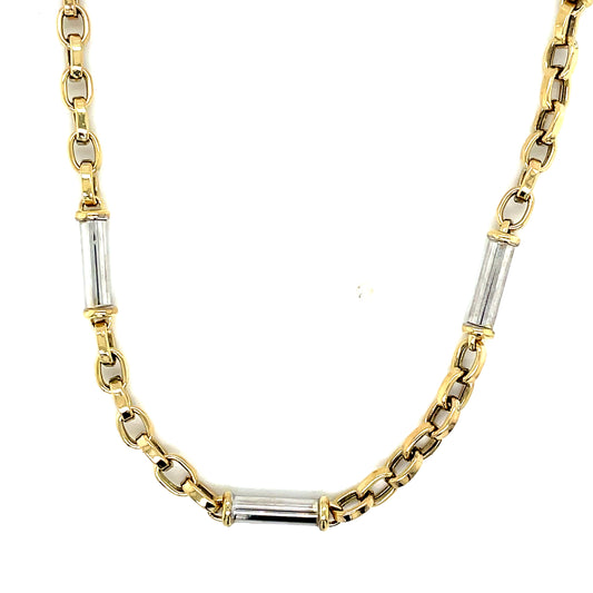 9CT TWO TONE OVAL AND TUBE LINK NECKLET 18"