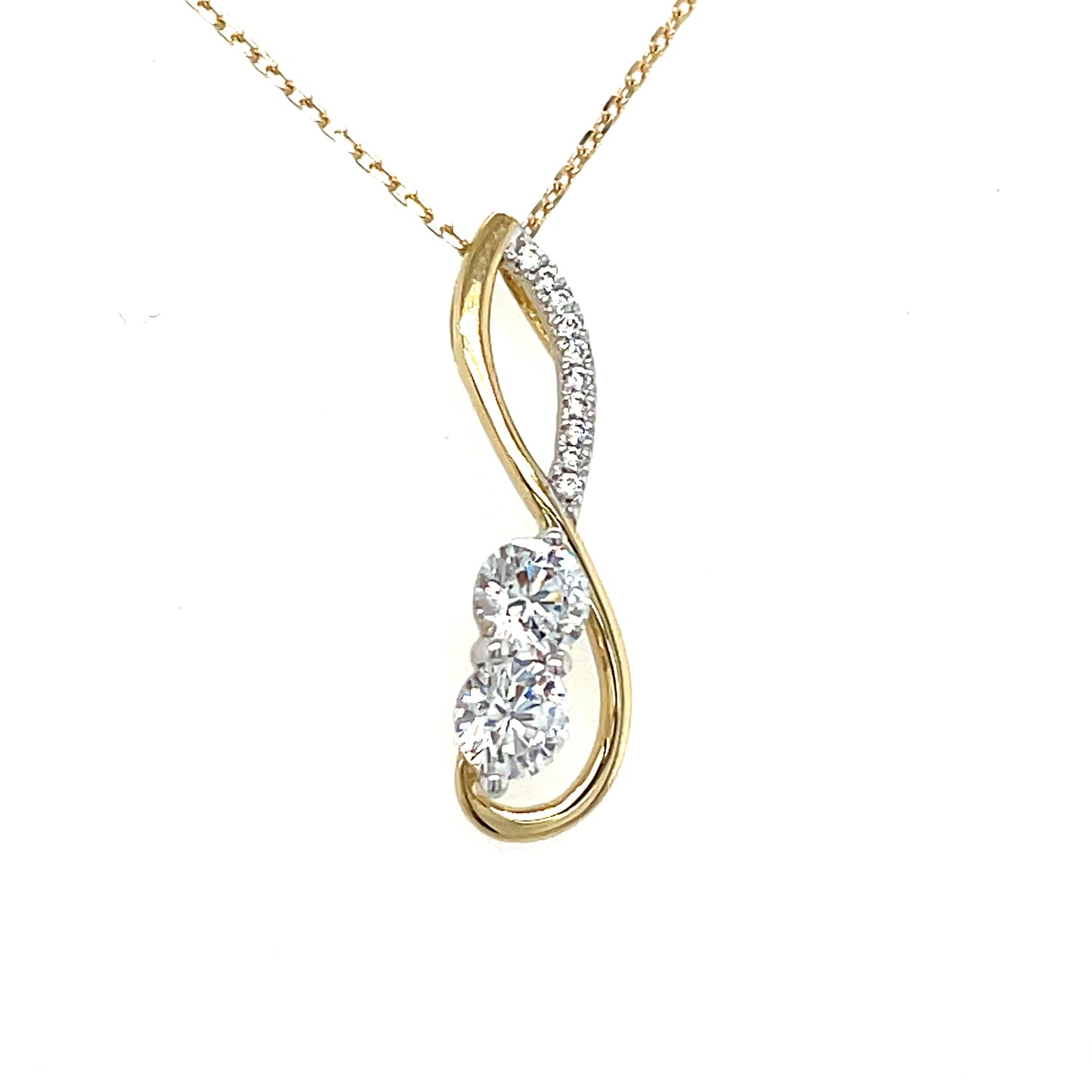 9ct Open Two Stone CZ Infinity Necklet