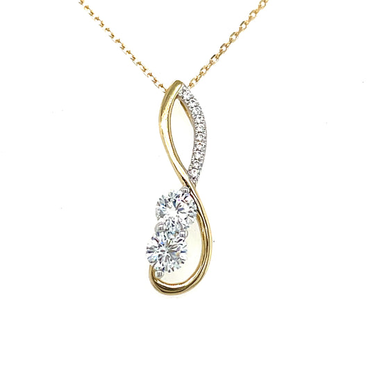 9ct Open Two Stone CZ Infinity Necklet