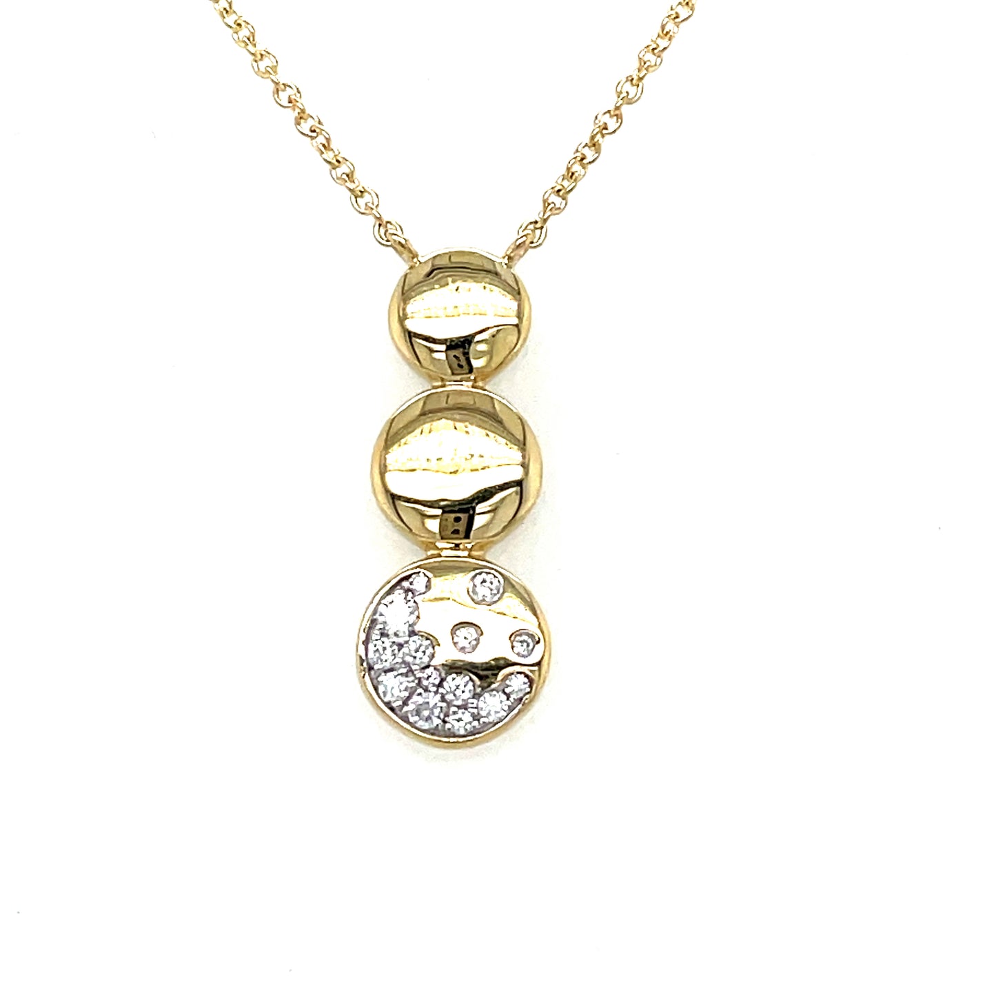9CT 3 DISC DROP NECKLET WITH PAVÉ SET CUBIC ZIRCONIA