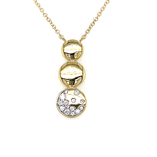 9CT 3 DISC DROP NECKLET WITH PAVÉ SET CUBIC ZIRCONIA