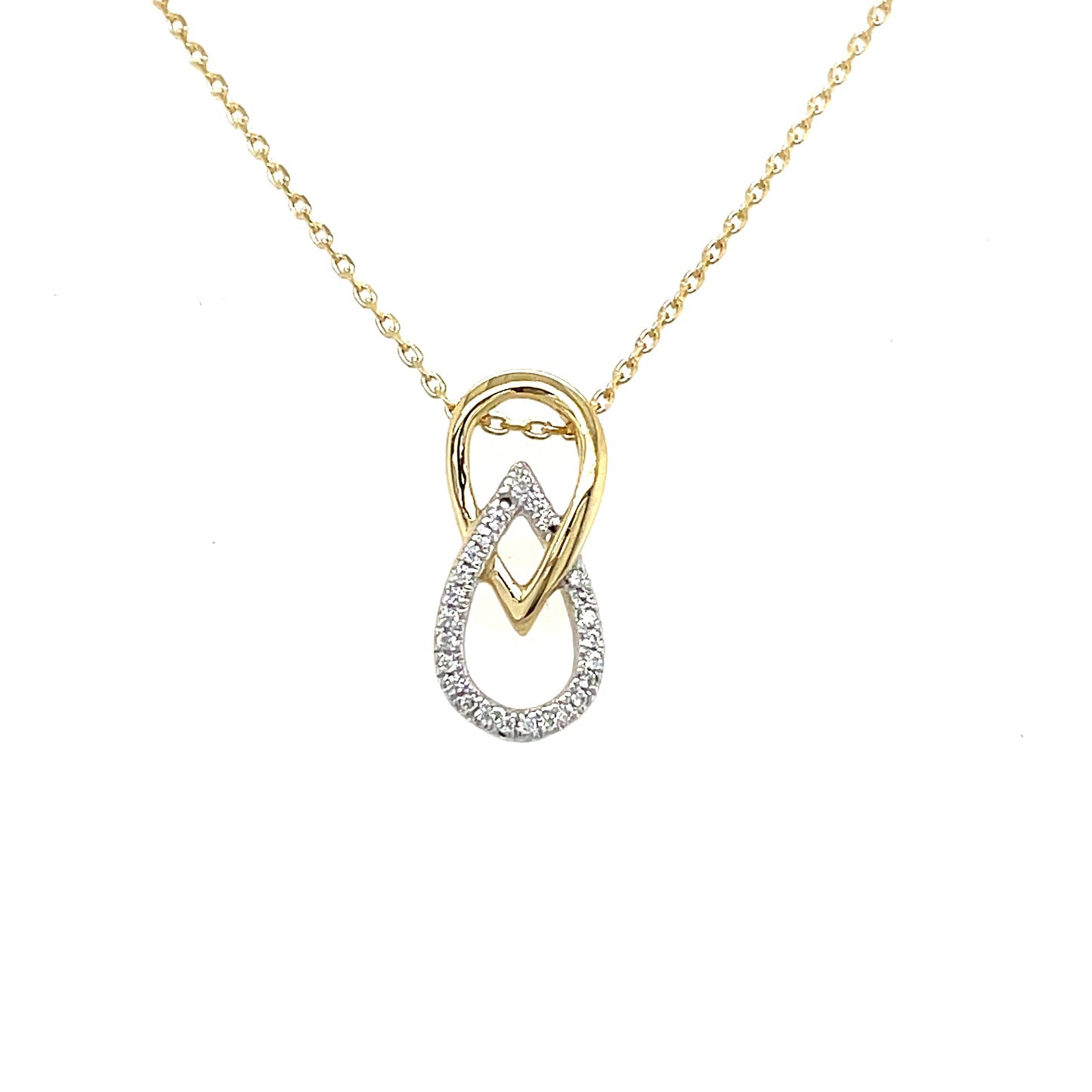 9CT CUBIC ZIRCONIA OPEN PEAR LINK PENDANT