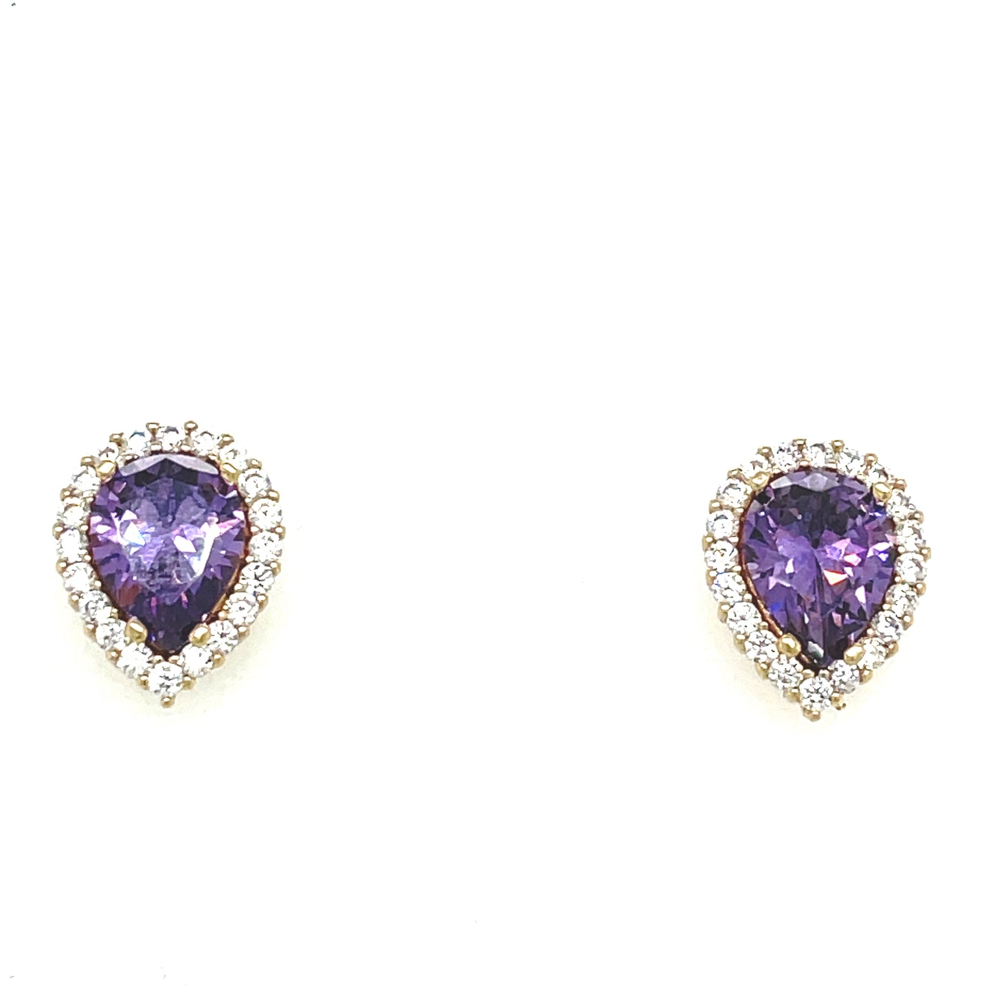 9CT CUBIC ZIRCONIA AND ANYTHEST PEAR HALO STUD EARRING