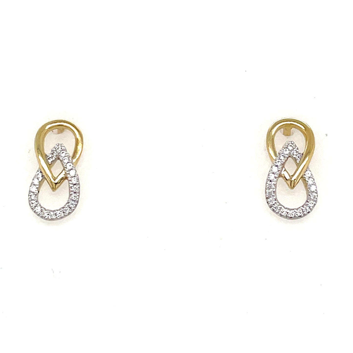 9CT CUBIC ZIRCONIA OPEN PEAR LINK STUD EARRING