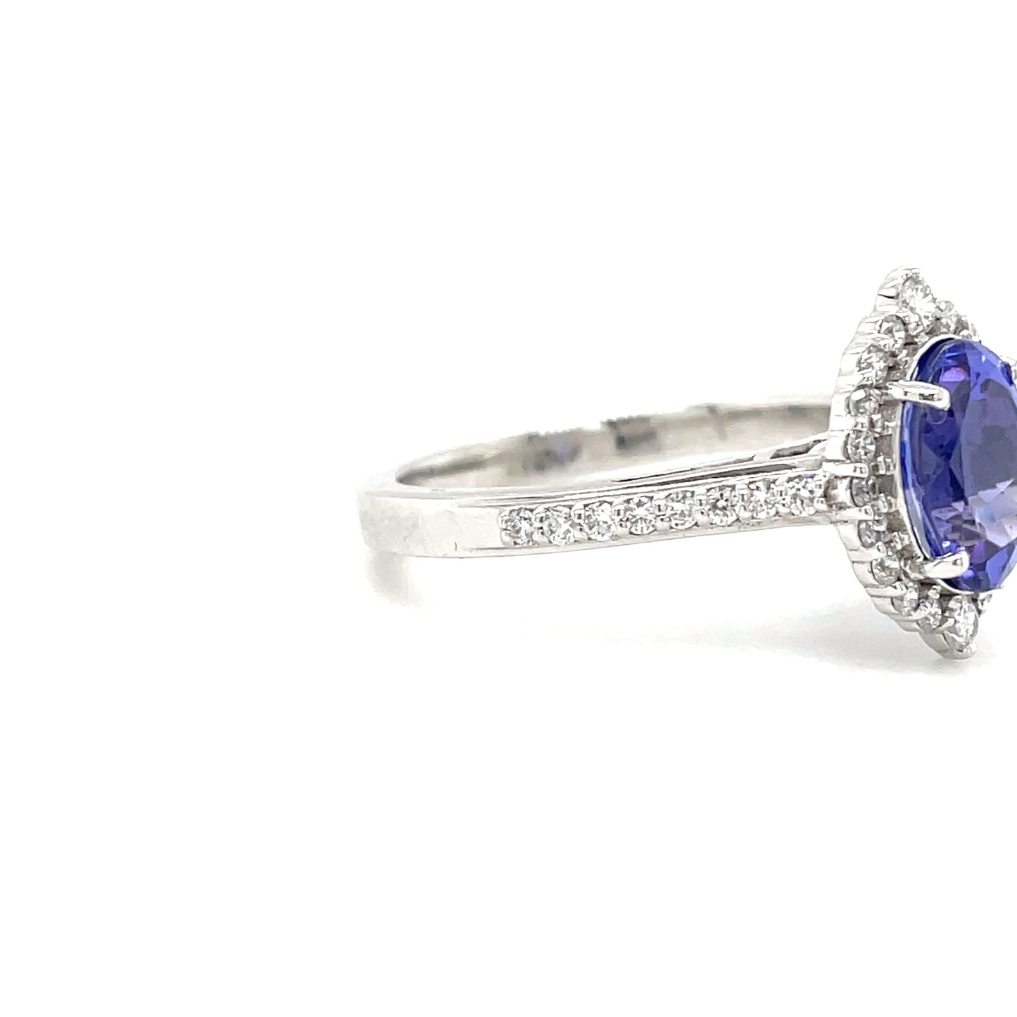 PLATINUM OVAL HALO NATURAL SAPPHIRE AND DIAMOND RING .40CT
