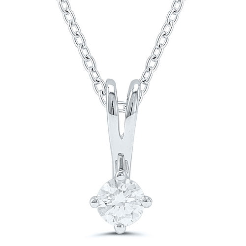 9ct White Gold 4 Claw Solitaire .25ct Diamond Pendant