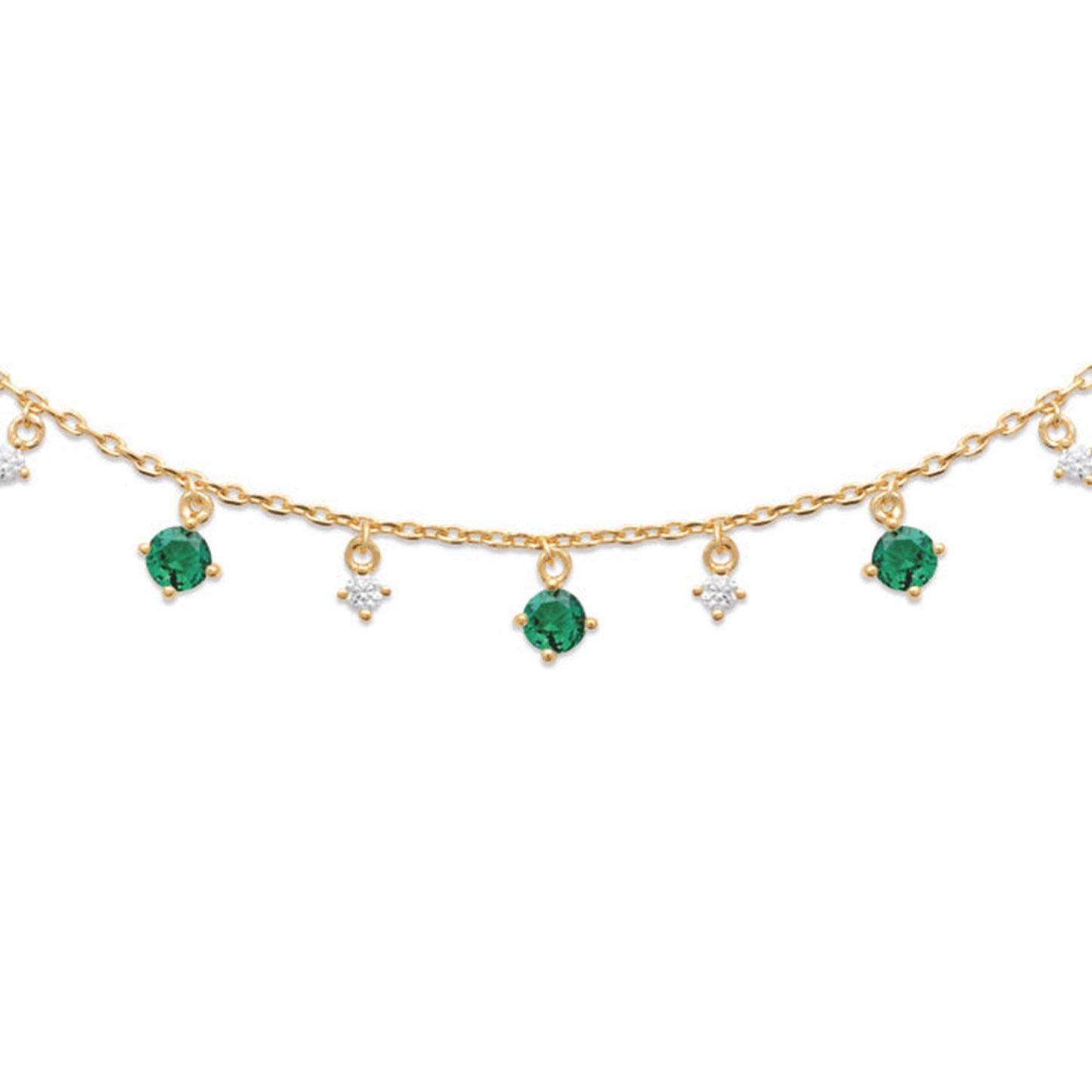 Burren 18ct Gold plated green + cubic zirconia drop necklet