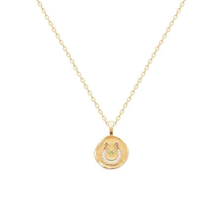 Burren 18ct GP cubic zirconia horseshoe disc pendant