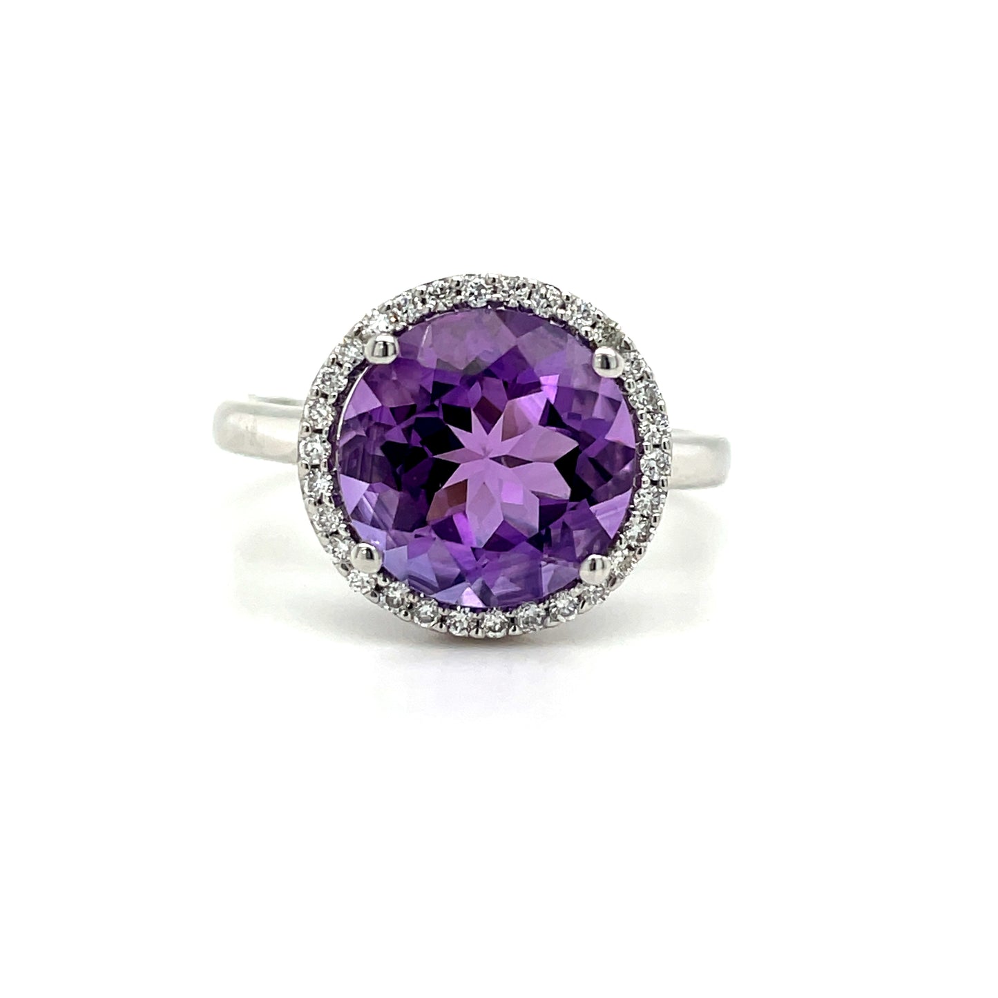 9ct Amethyst And Diamond .15ct Ring