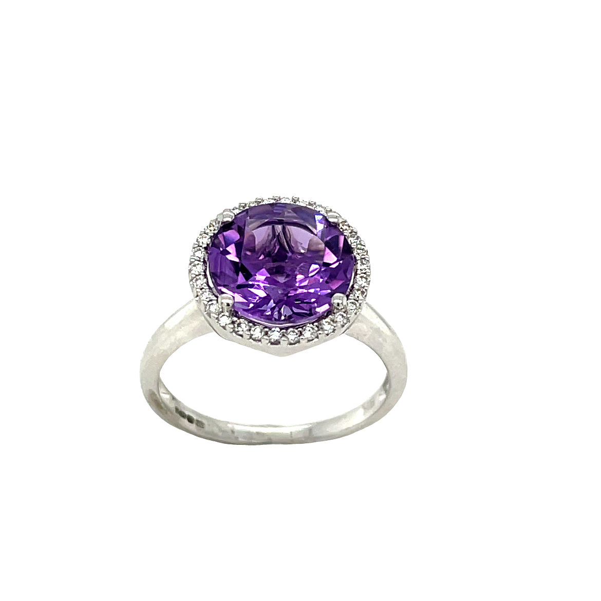 9ct Amethyst And Diamond .15ct Ring