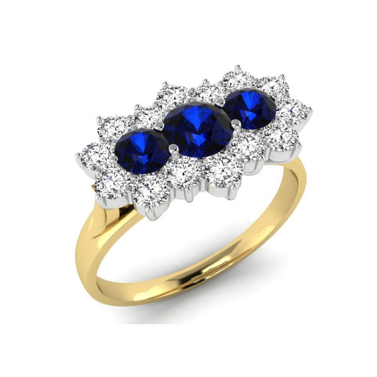 9ct sapphire + diamond cluster ring