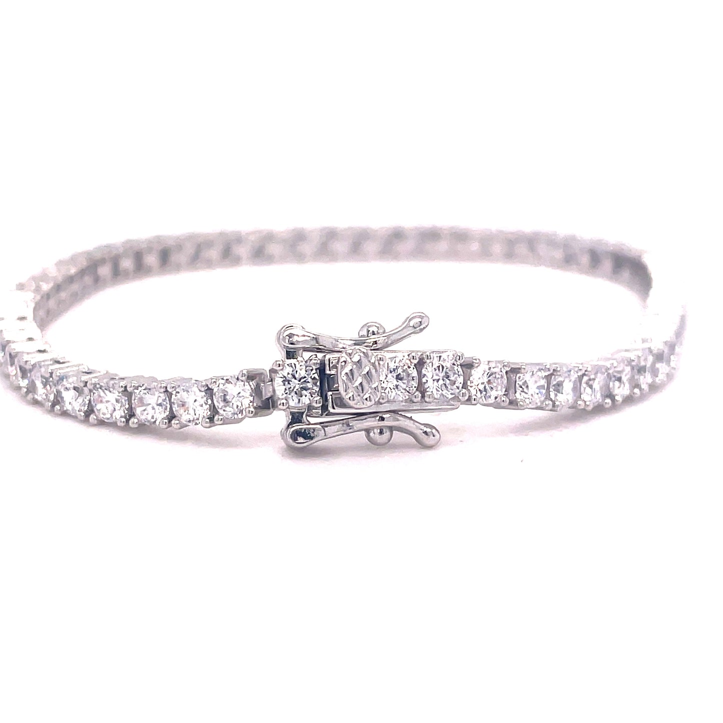 Sterling Silver 3mm Cubic Zirconia Bracelet