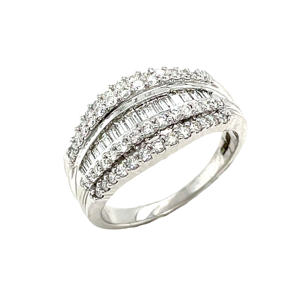 9ct wht 5 row dia ring