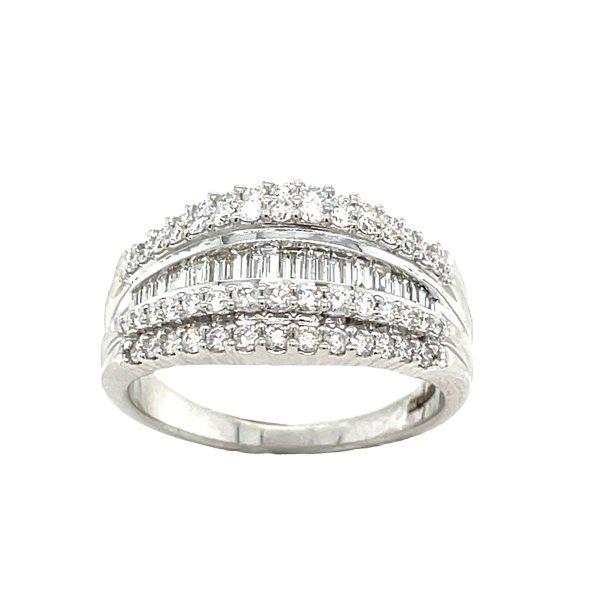 9ct wht 5 row dia ring