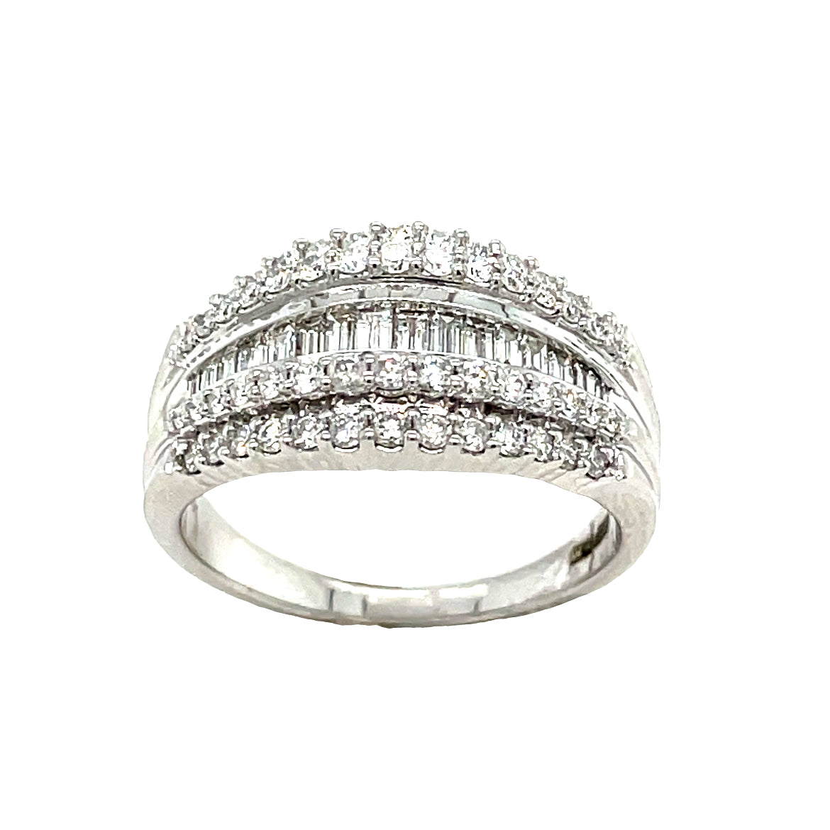 9ct wht 5 row dia ring
