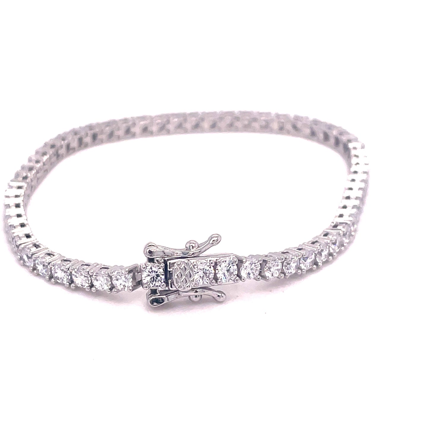 Sterling Silver 3mm Cubic Zirconia Bracelet