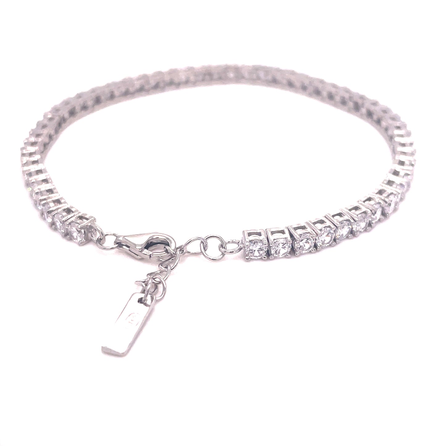 Sterling Silver 3mm Cubic Zirconia Tennis Bracelet With Trigger Clasp