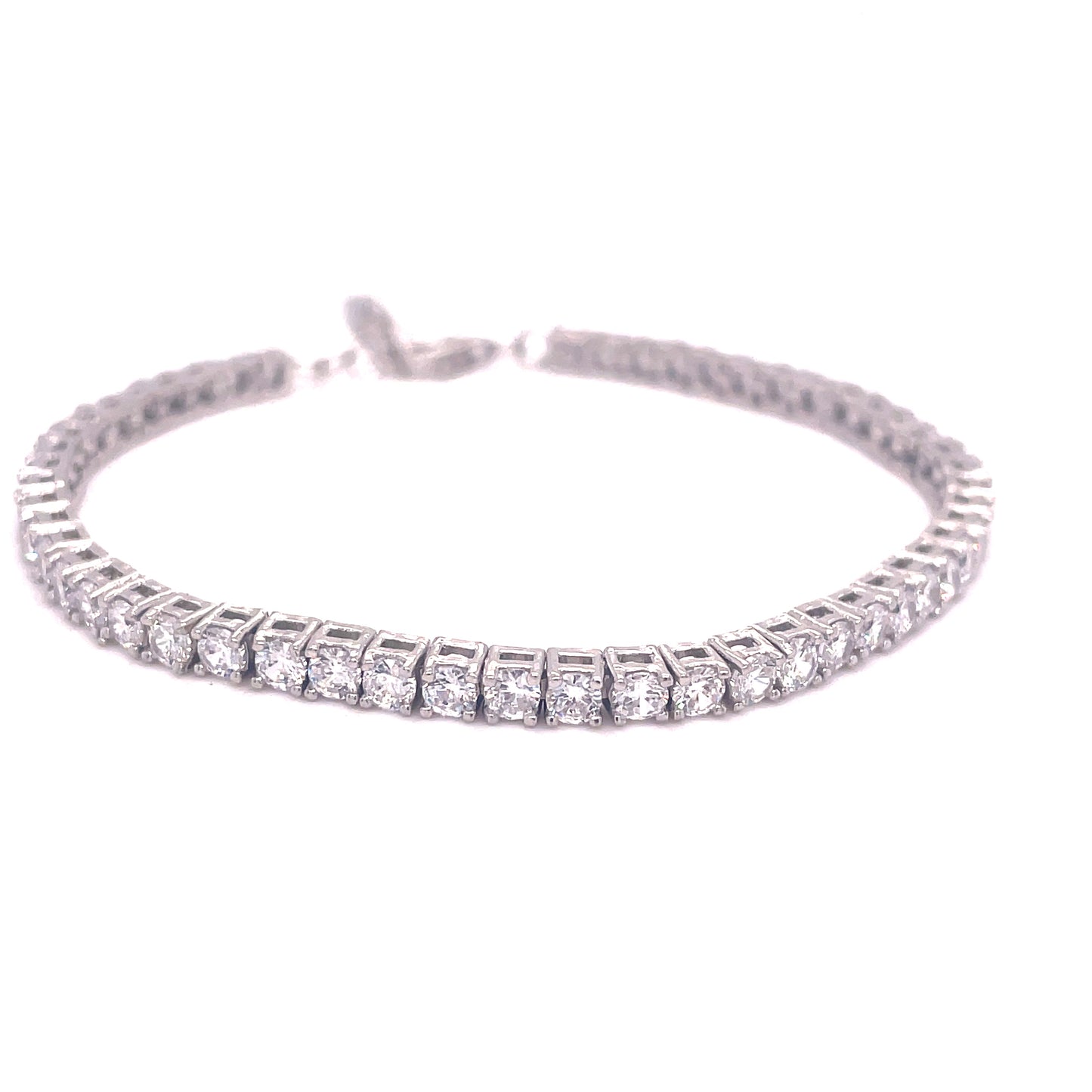 Sterling Silver 3mm Cubic Zirconia Tennis Bracelet With Trigger Clasp