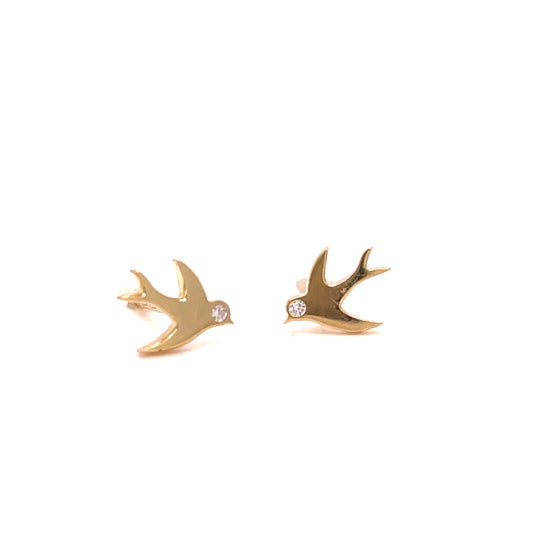 9ct Yellow Gold Swallow Earring