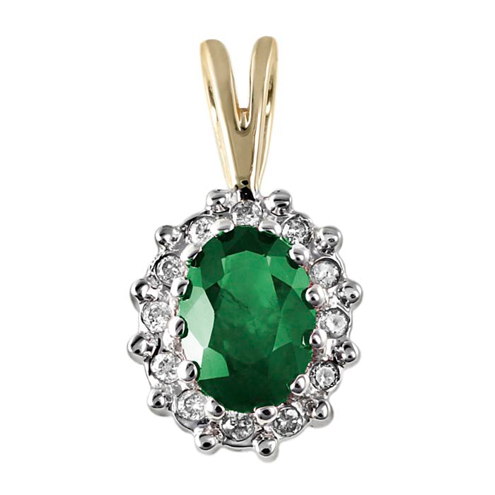 9ct Emerald And Diamond Cluster Pendant