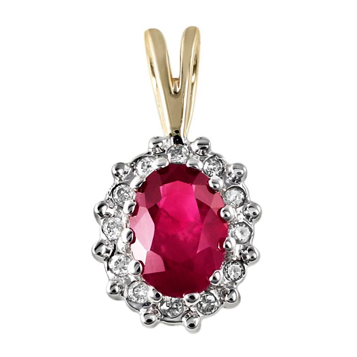 9ct Ruby And Diamond Cluster Diamond Pendant