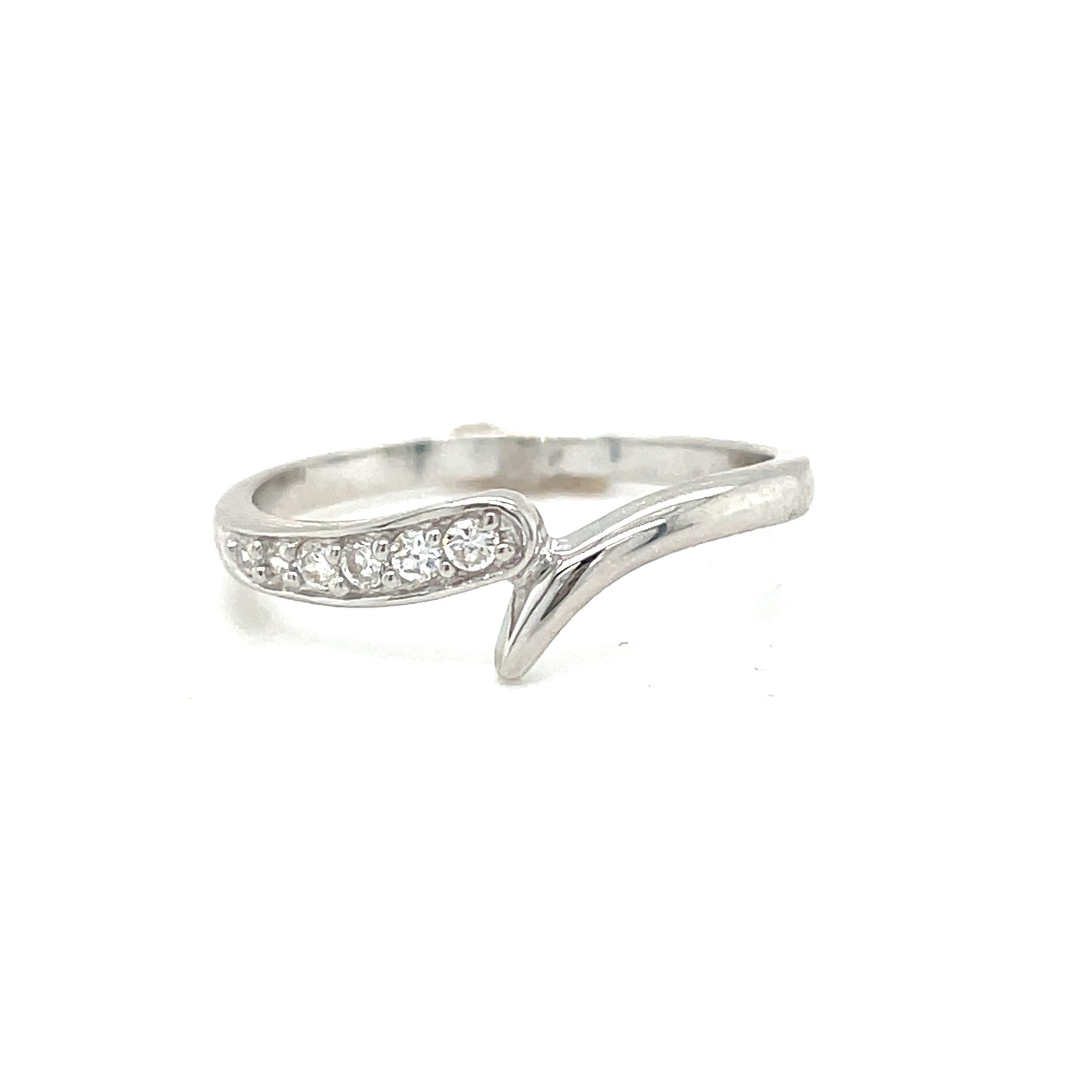 Sterling Silver CZ  Cross over Ring