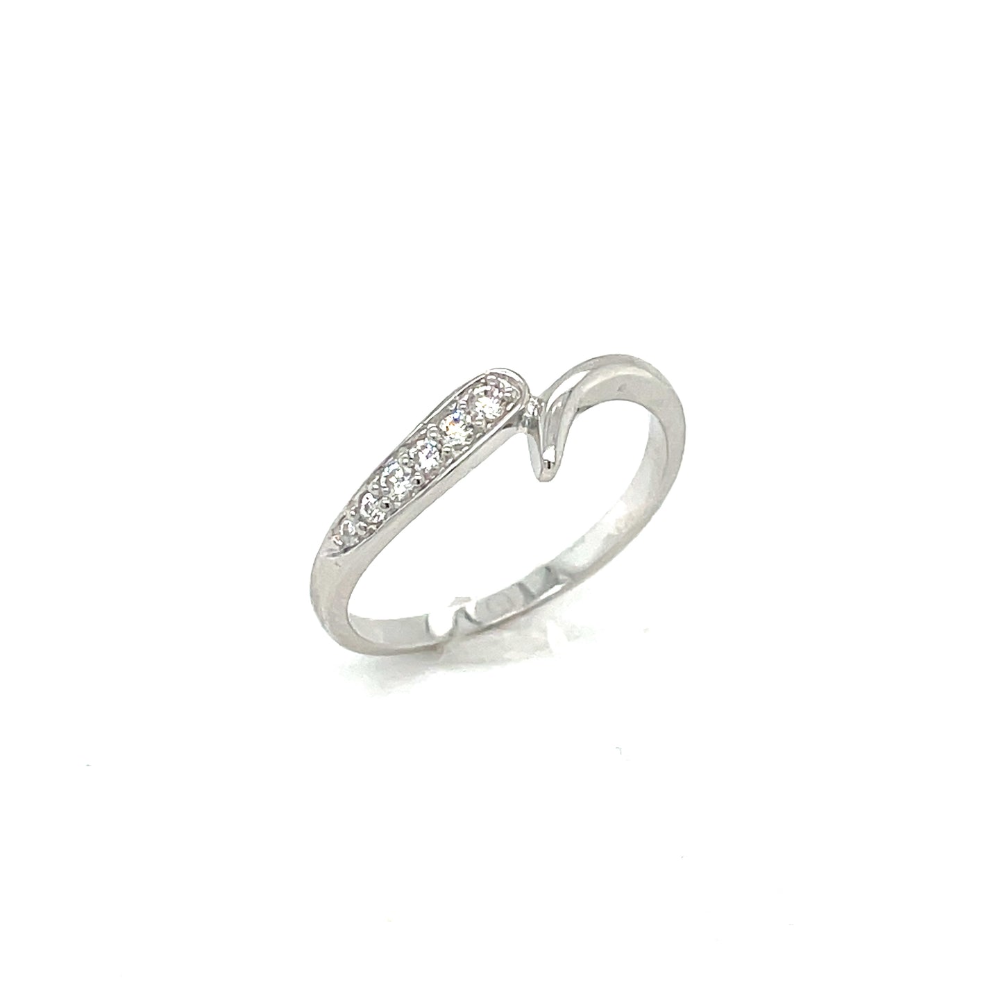 Sterling Silver CZ  Cross over Ring