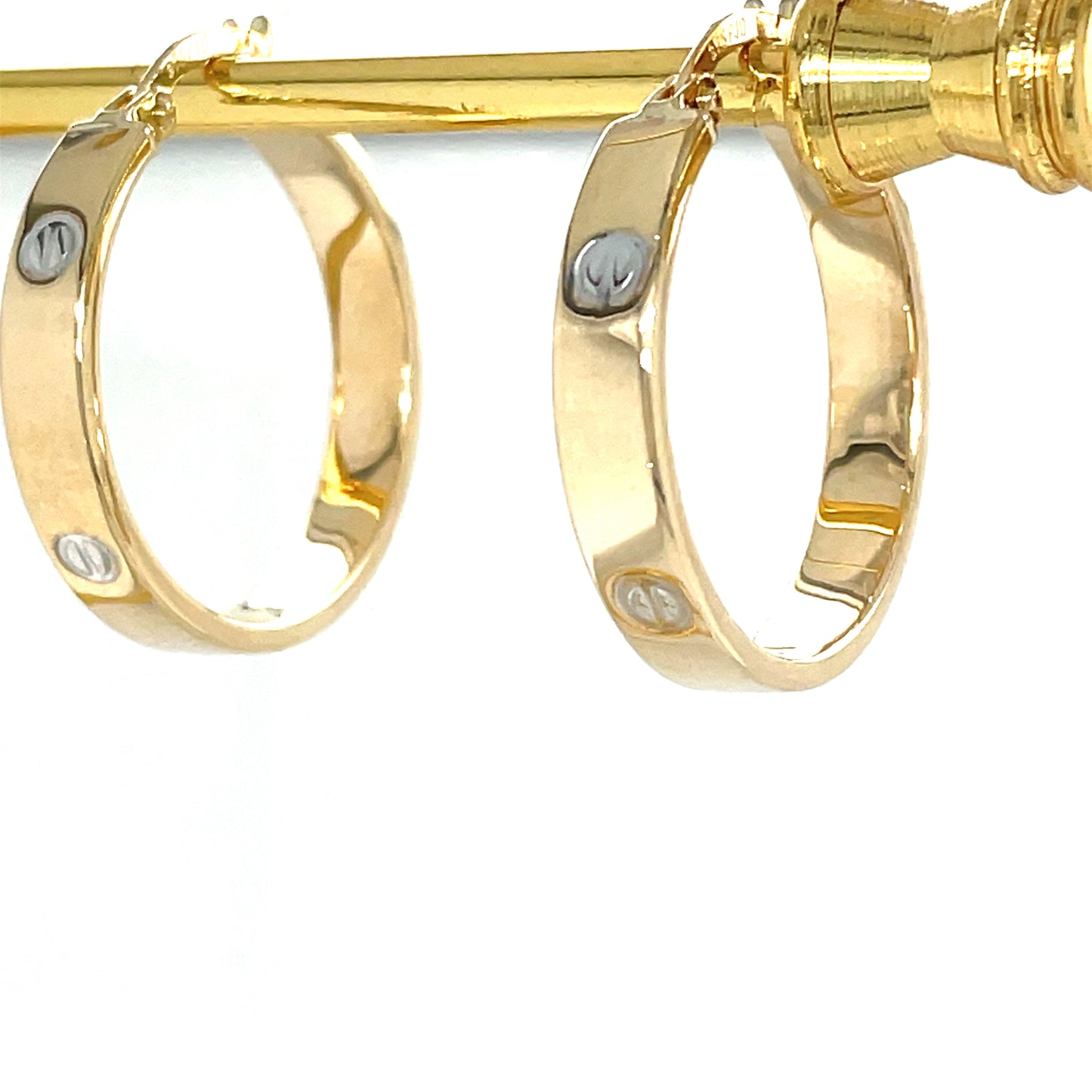 9ct Yellow Gold Hoop Earring with Screw Detail