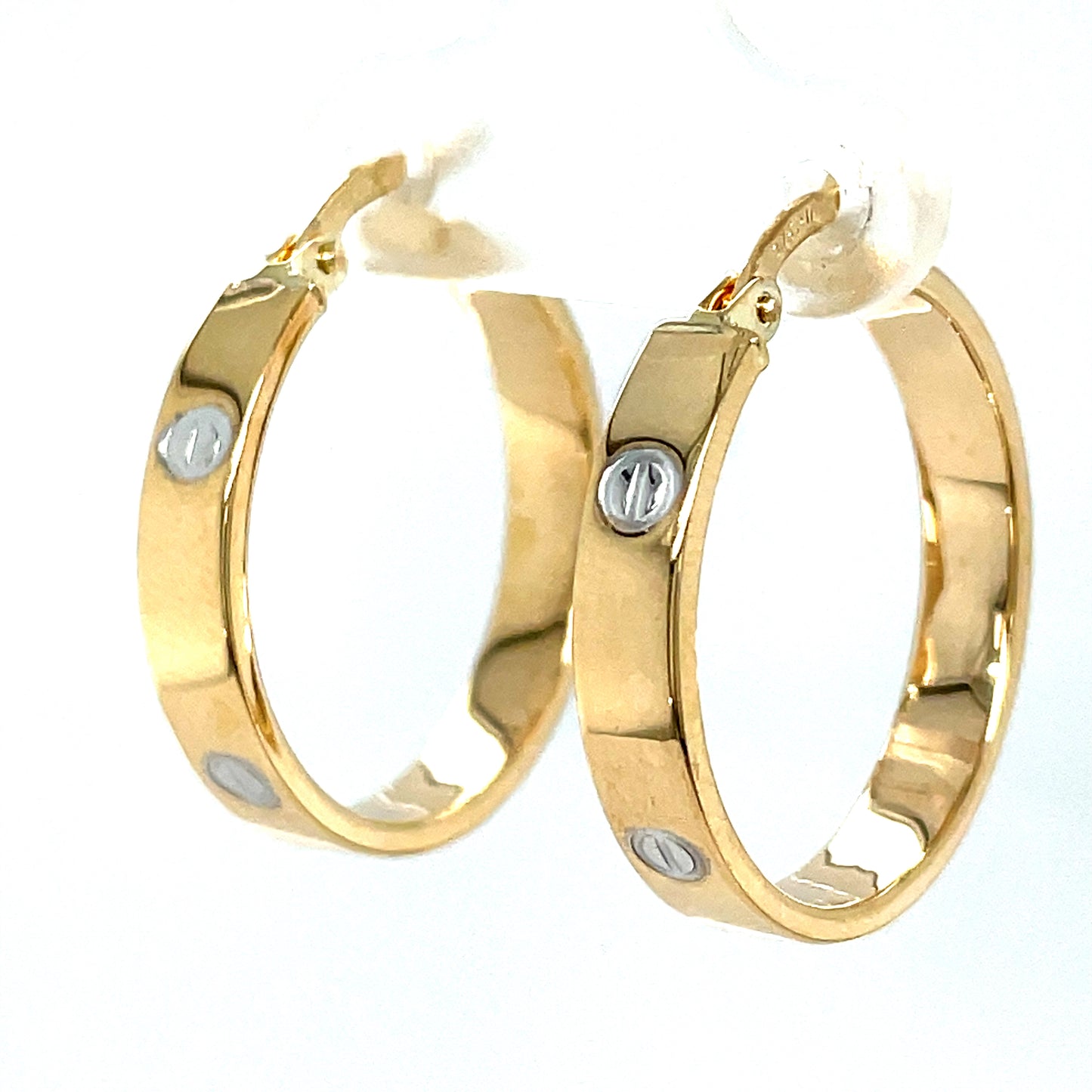 9ct Yellow Gold Hoop Earring with Screw Detail