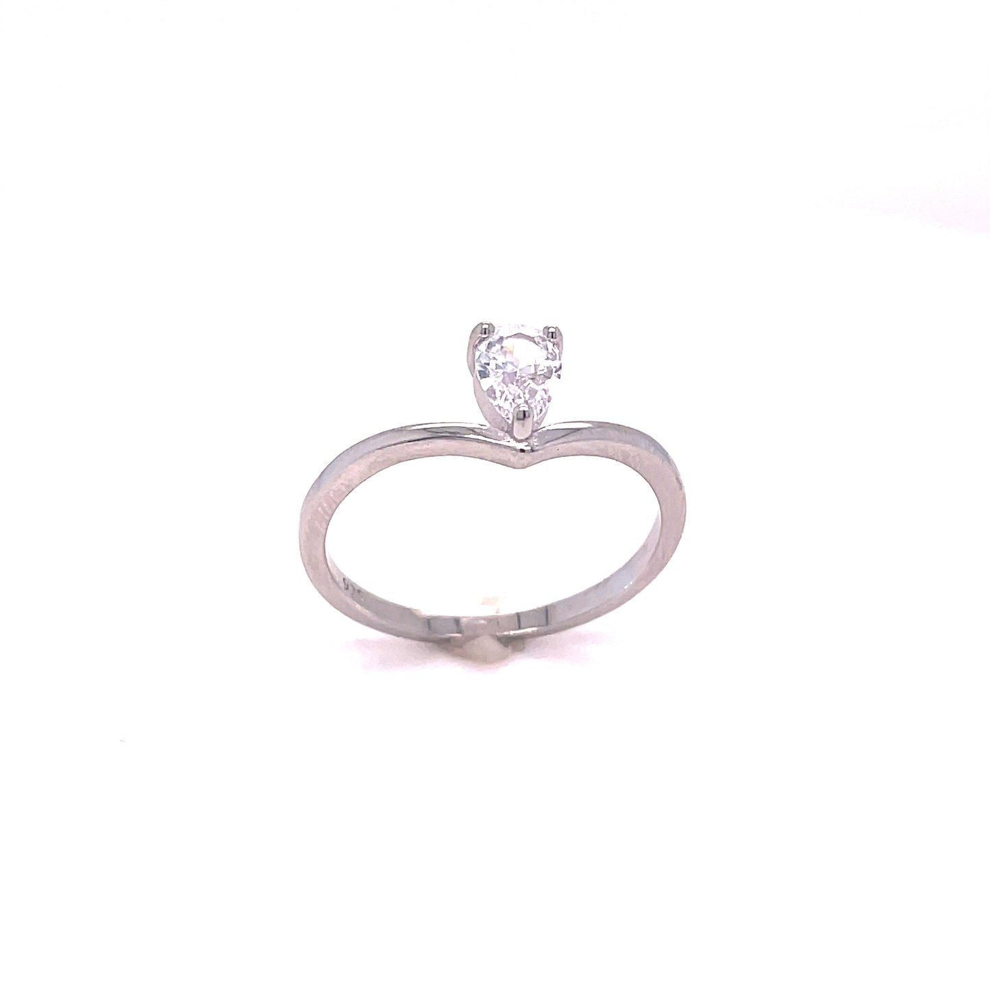 SILVER DROP CUBIC ZIRCONIA TEARDROP RING
