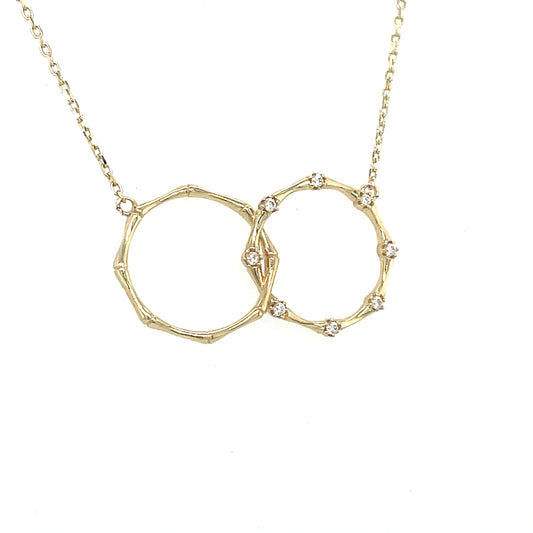 9CT Cubic Zirconia Bamboo Circle Link Necklet