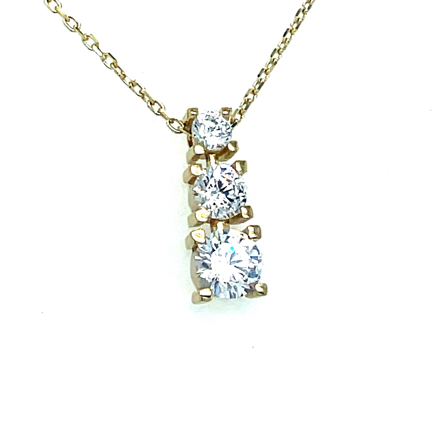 9CT 3 Stone Graduated Cubic Zirconia Necklet