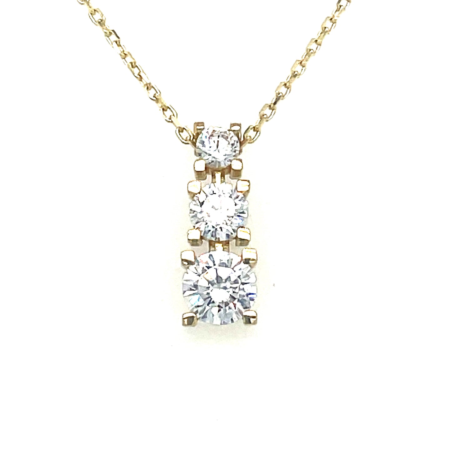 9CT 3 Stone Graduated Cubic Zirconia Necklet