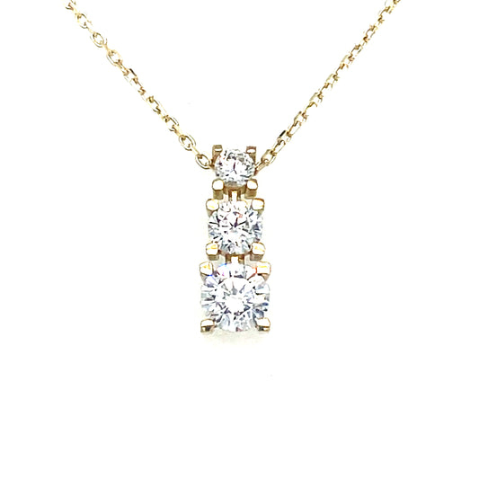 9CT 3 Stone Graduated Cubic Zirconia Necklet