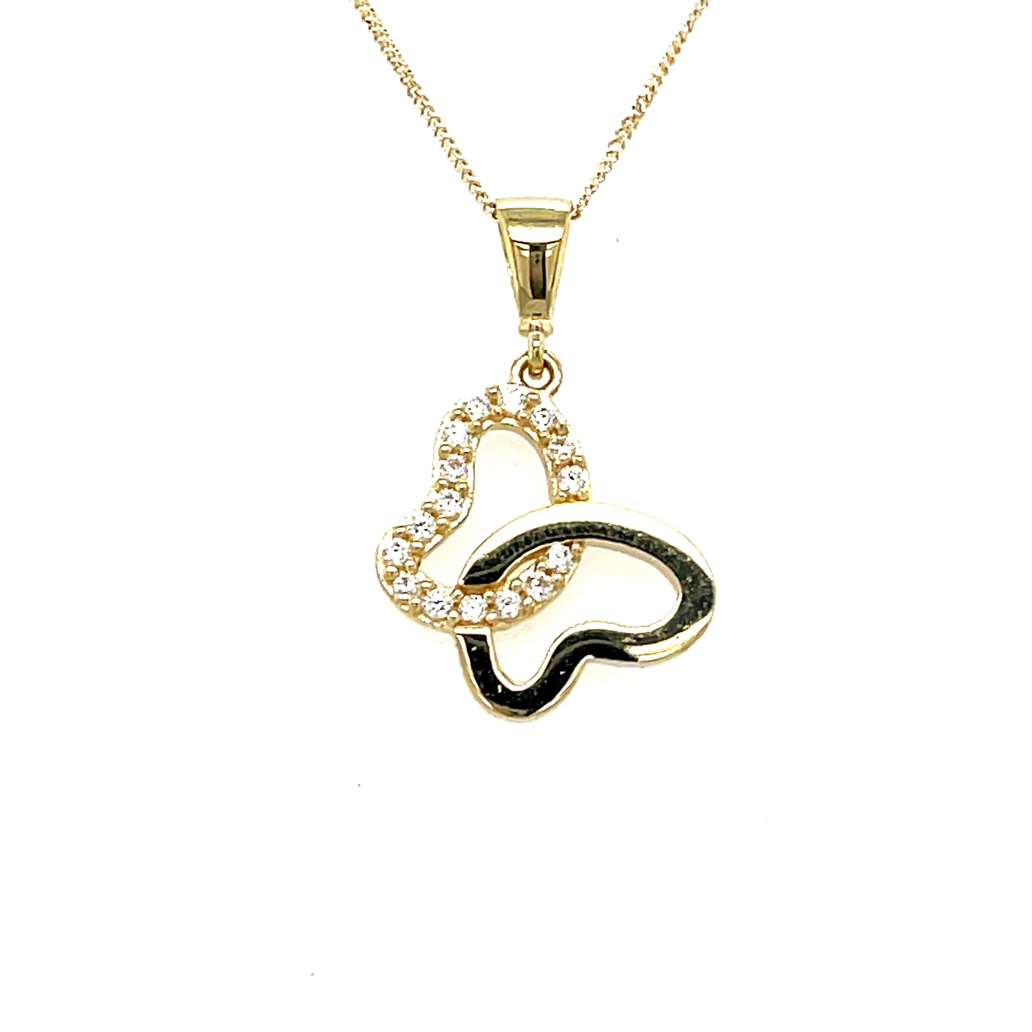 9CT Cubic Zirconia Butterfly Pendant
