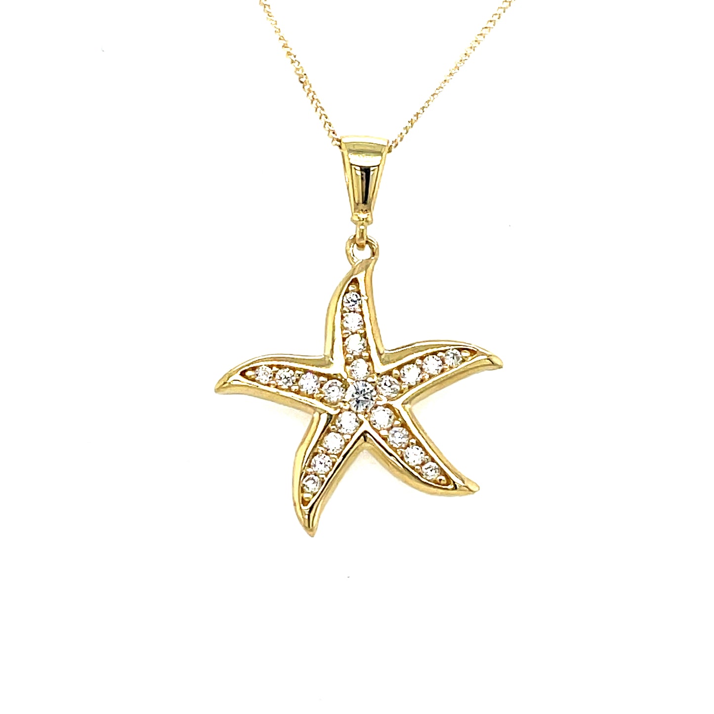 9CT Cubic Zirconia Starfish Pendant