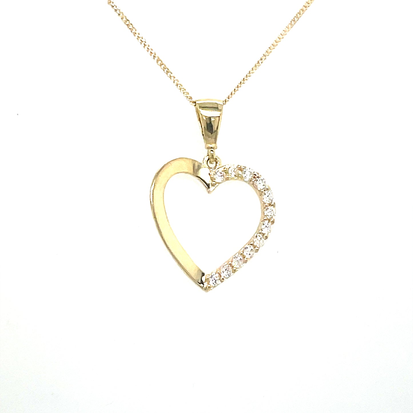 9CT Cubic Zirconia Open Heart Pendant