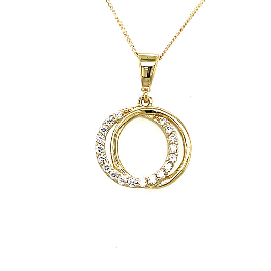 9CT Cubic Zirconia Open Circle Link Pendant