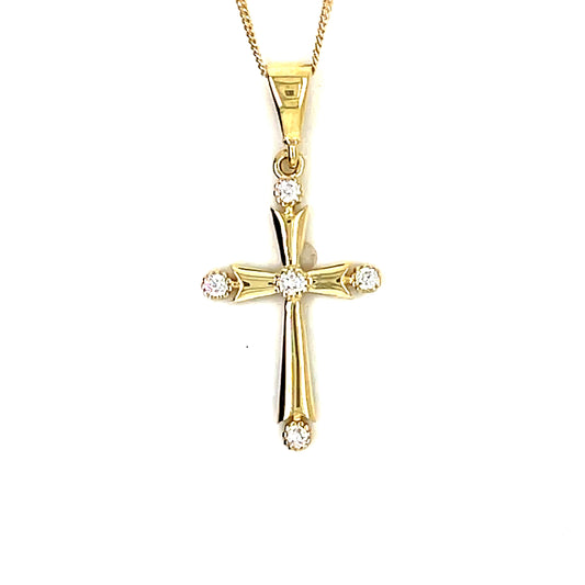 9CT Cubic Zirconia Cross Pendant