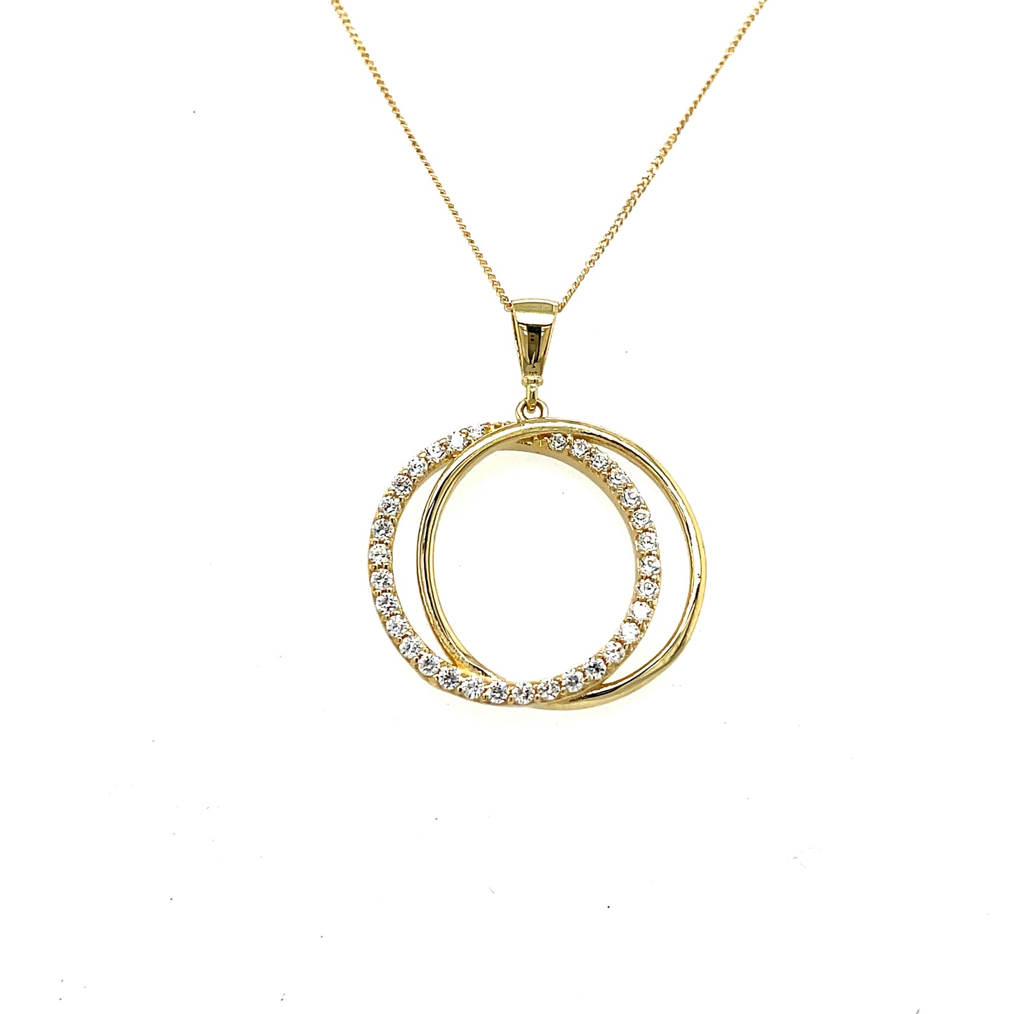 9CT Cubic Zirconia Open Circle Link Pendant