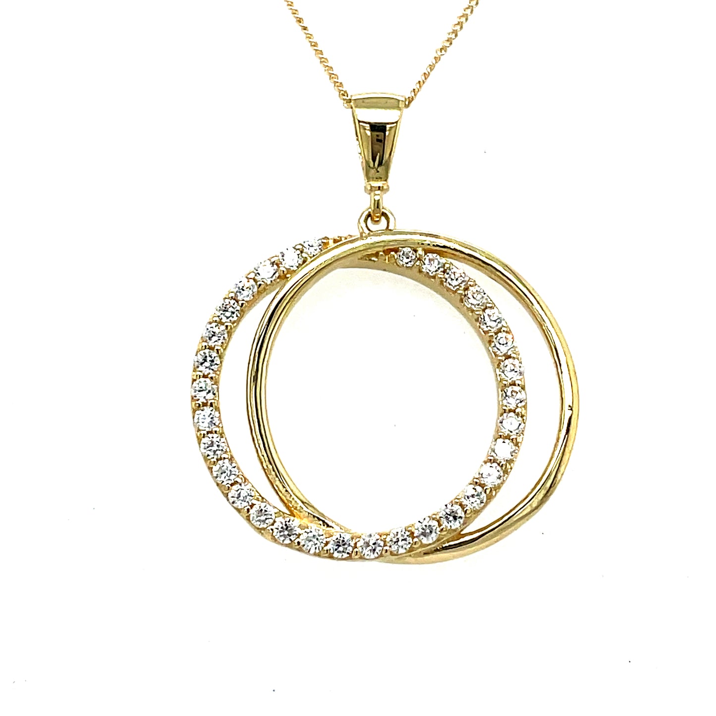 9CT Cubic Zirconia Open Circle Link Pendant