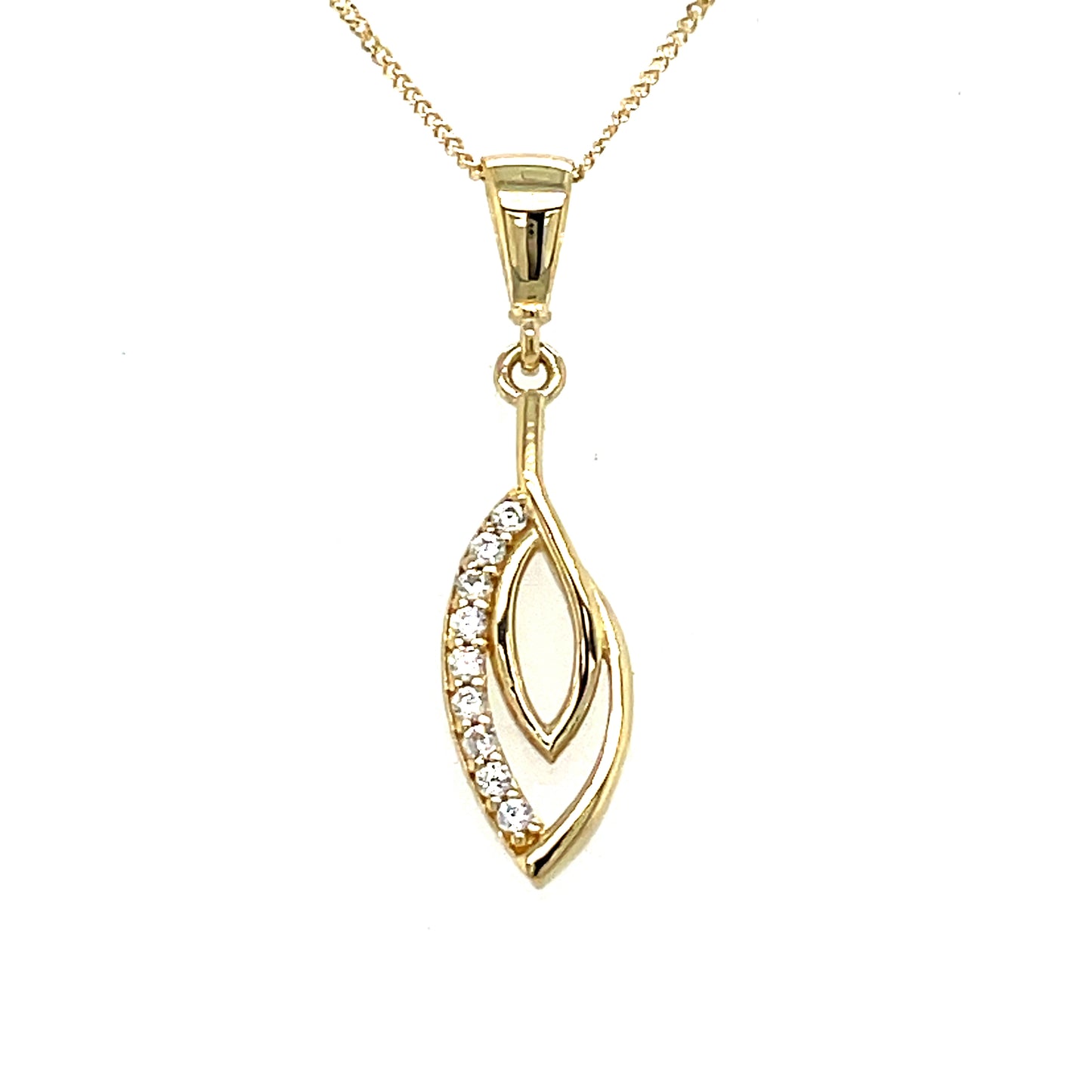 9CT Cubic Zirconia Open Fancy Oval Pendant