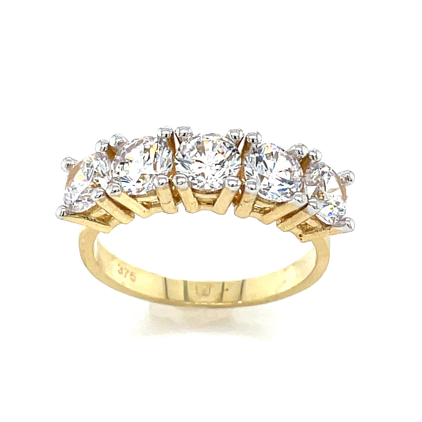 9CT 5 Stone Cubic Zirconia Dress Ring