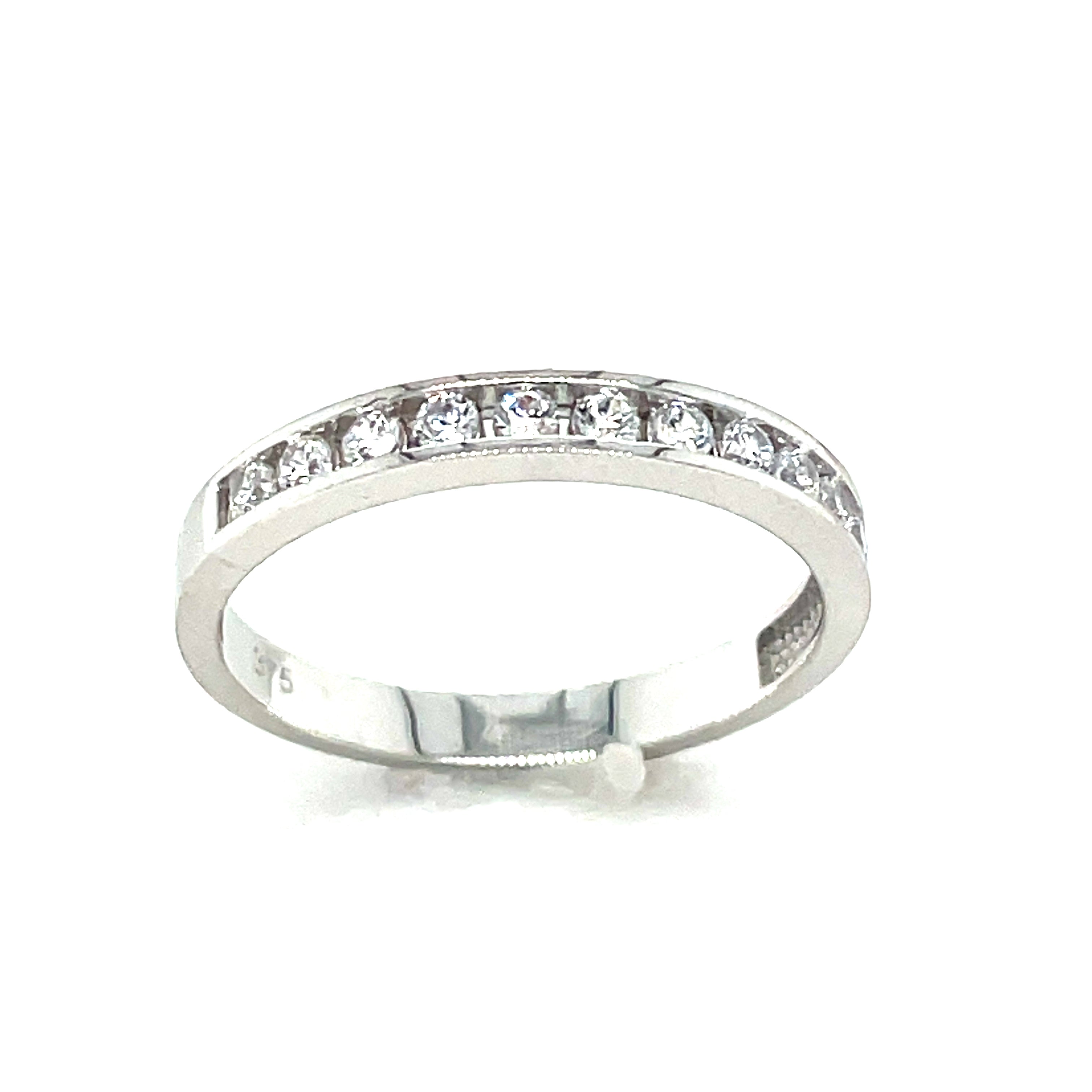 9CT White Gold Cubic Zirconia Channel Set Eternity Dress Ring ...