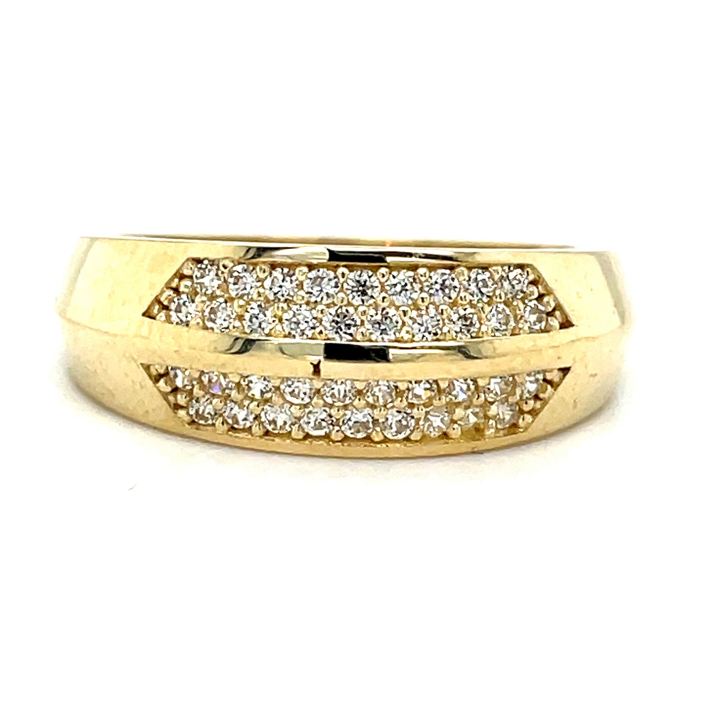 9CT Cubic Zirconia Raised Centre Wide Dress Ring