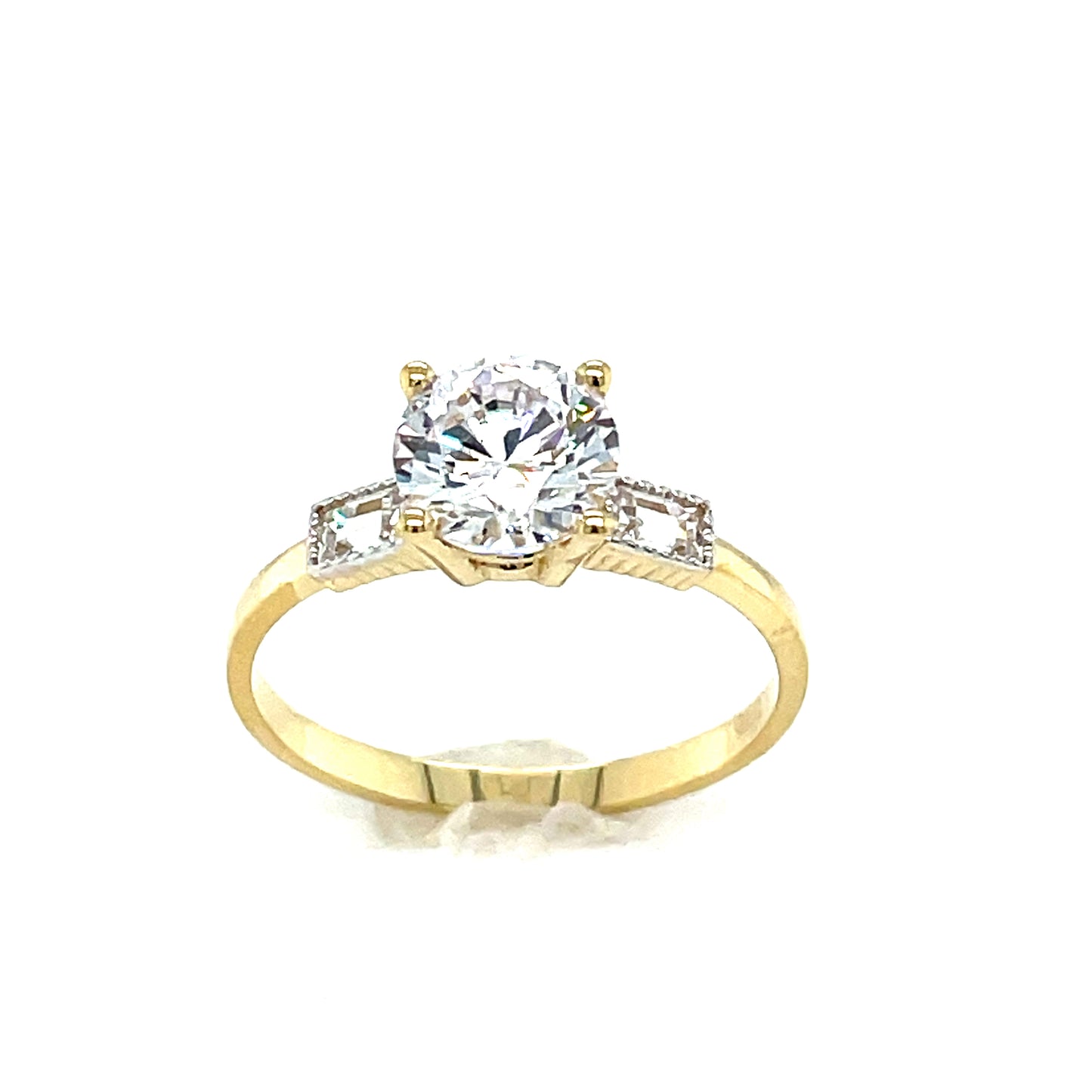 9CT Cubic Zirconia Solitaire Dress Ring with Tapered Shoulders