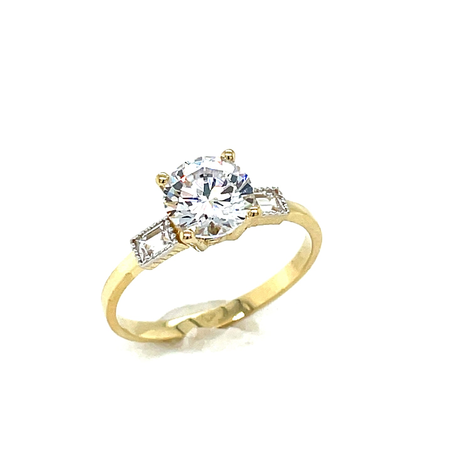 9CT Cubic Zirconia Solitaire Dress Ring with Tapered Shoulders