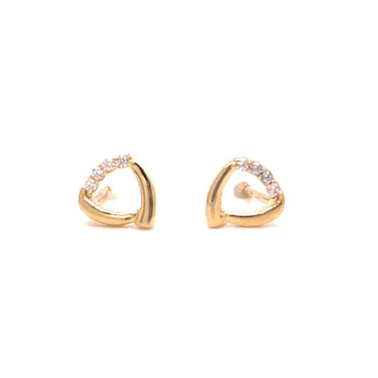 9ct Yellow Gold Open Triangle CZ Earrings