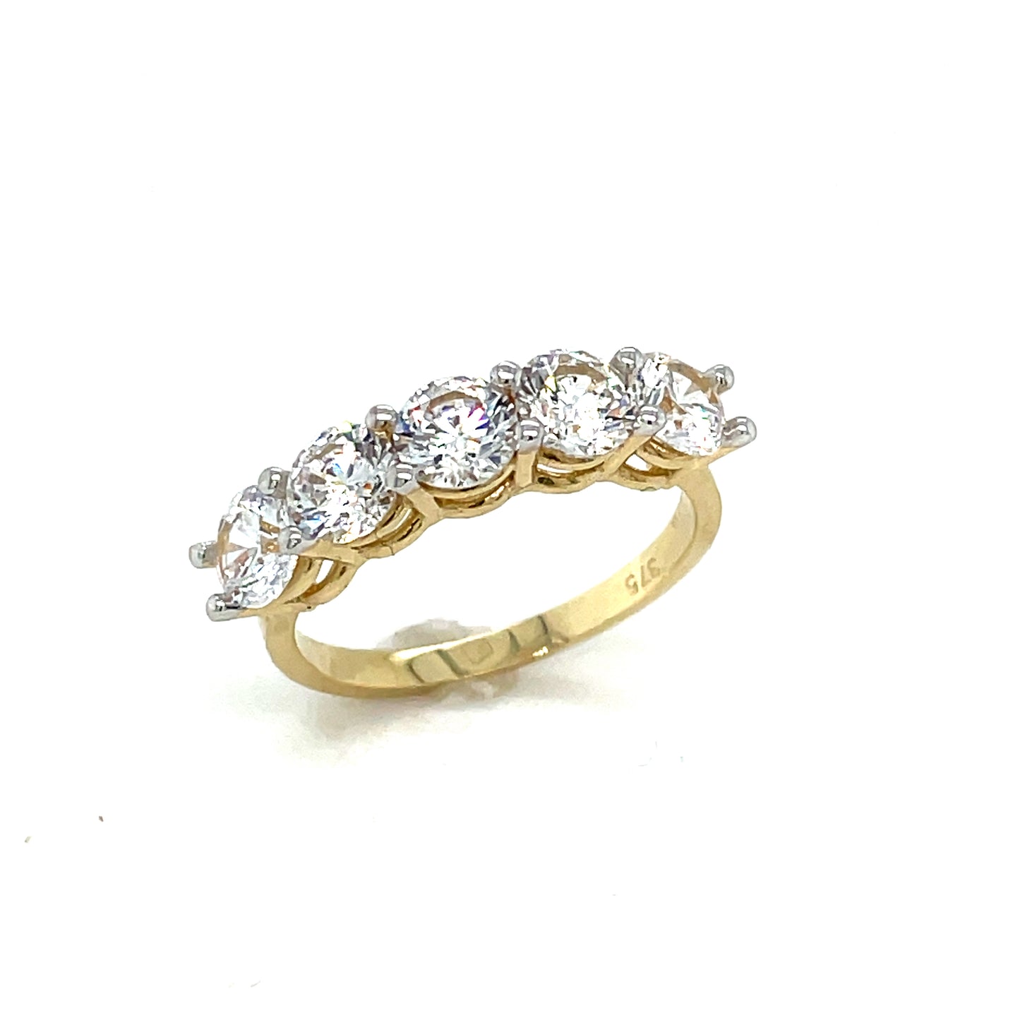 9CT Ring Cz 5 Stn Rd