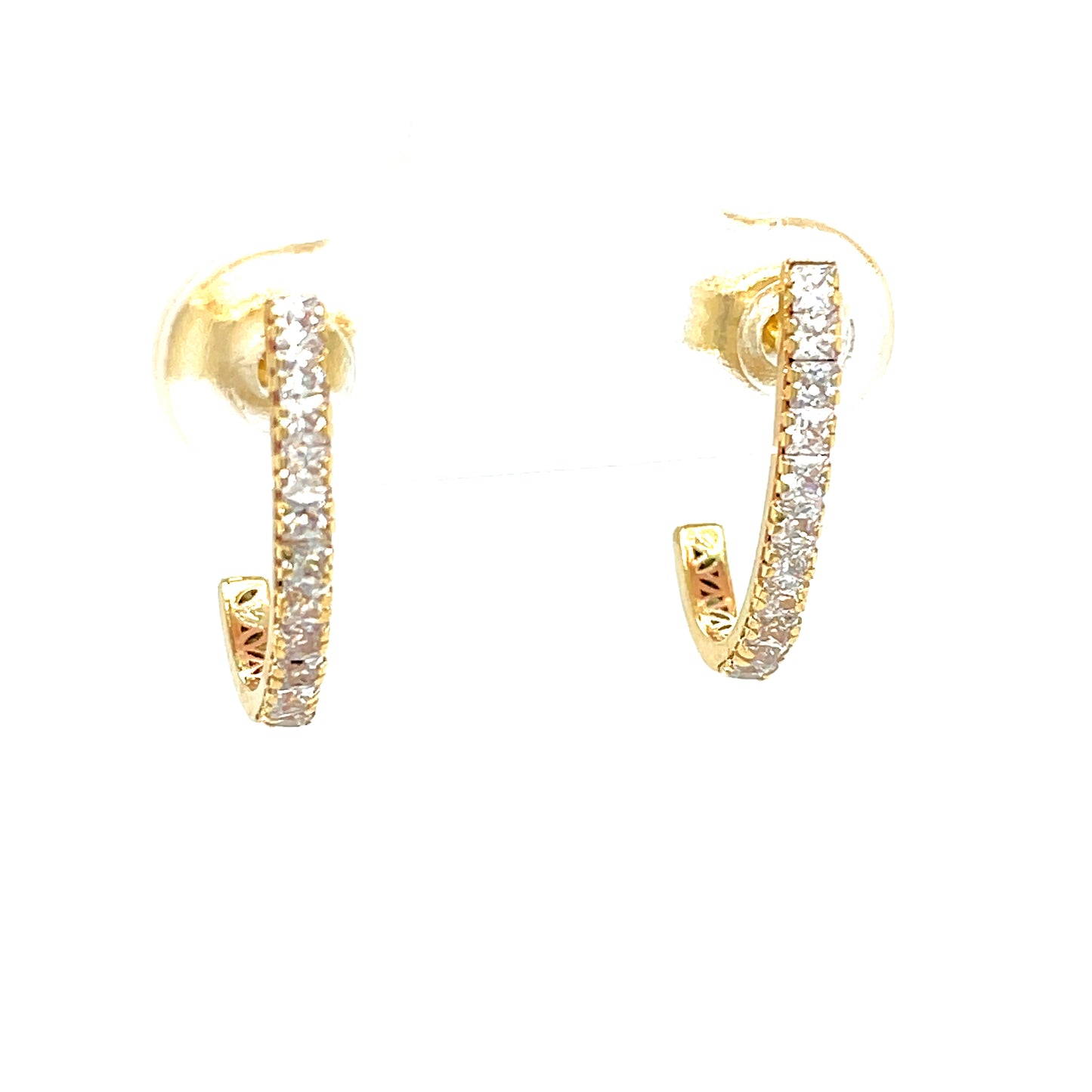 9CT Cubic Zirconia Oval Huggie Long Earring